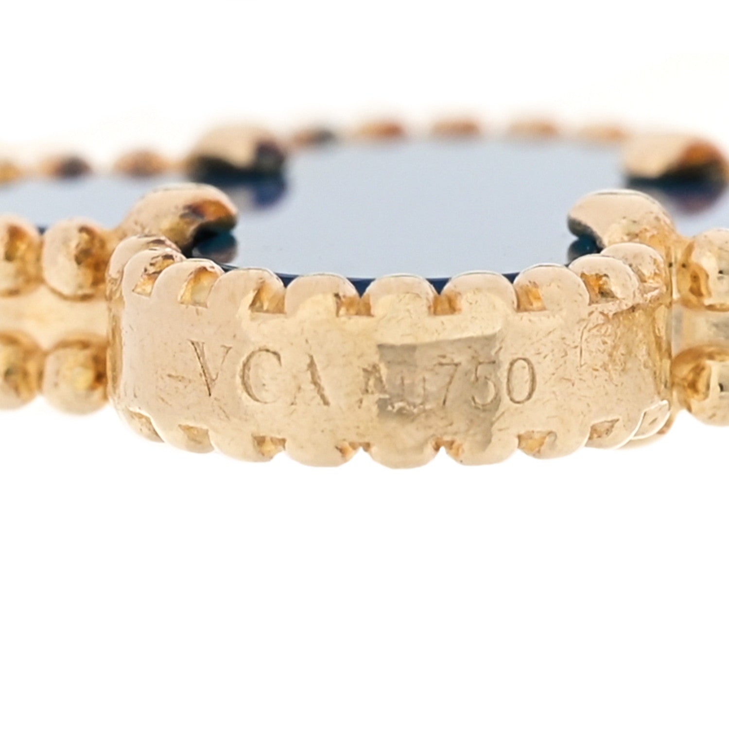 Van Cleef & Arpels 18K Yellow Gold Blue Agate 5 Motif Vintage Alhambra Bracelet