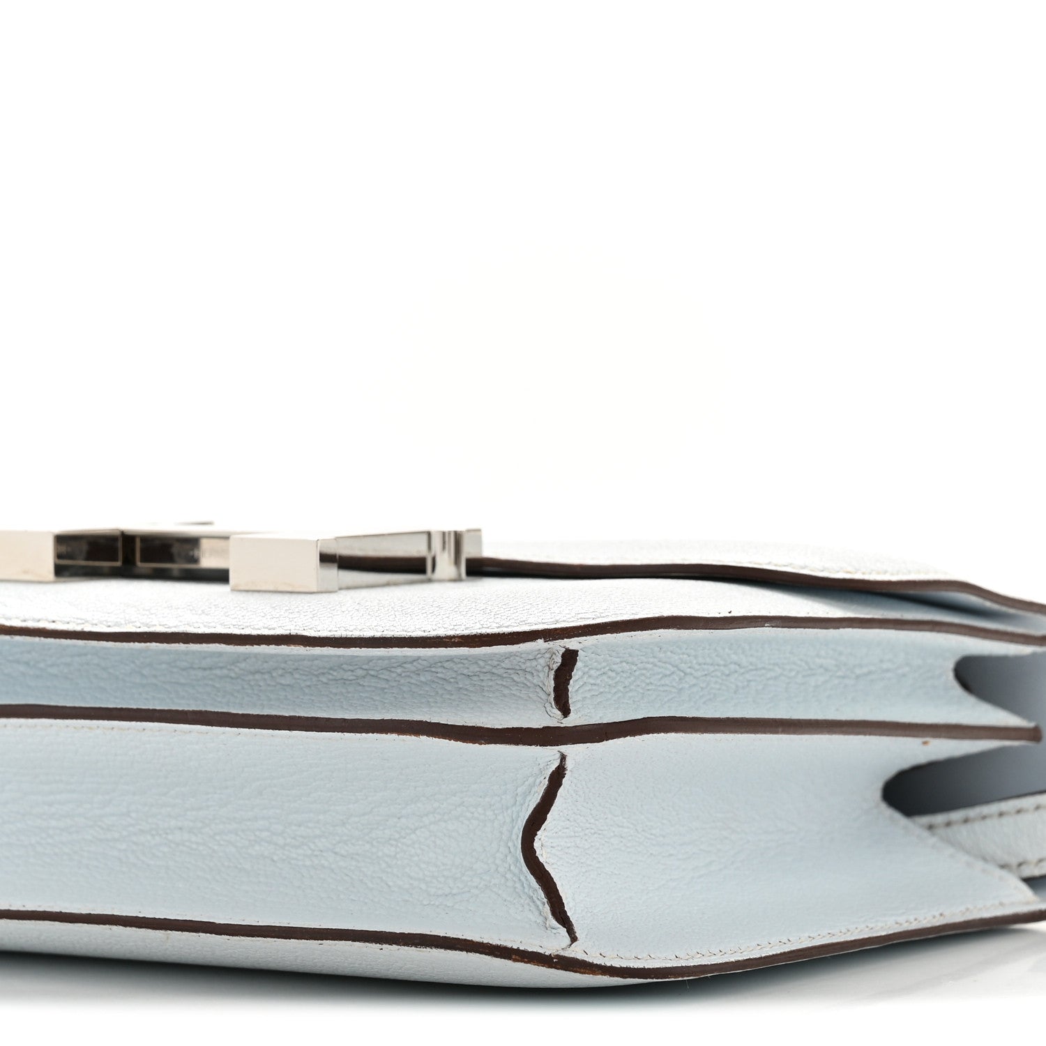 HERMES MINI CONSTANCE 18 BLEU BRUME CHEVRE MYSORE SILVER HARDWARE