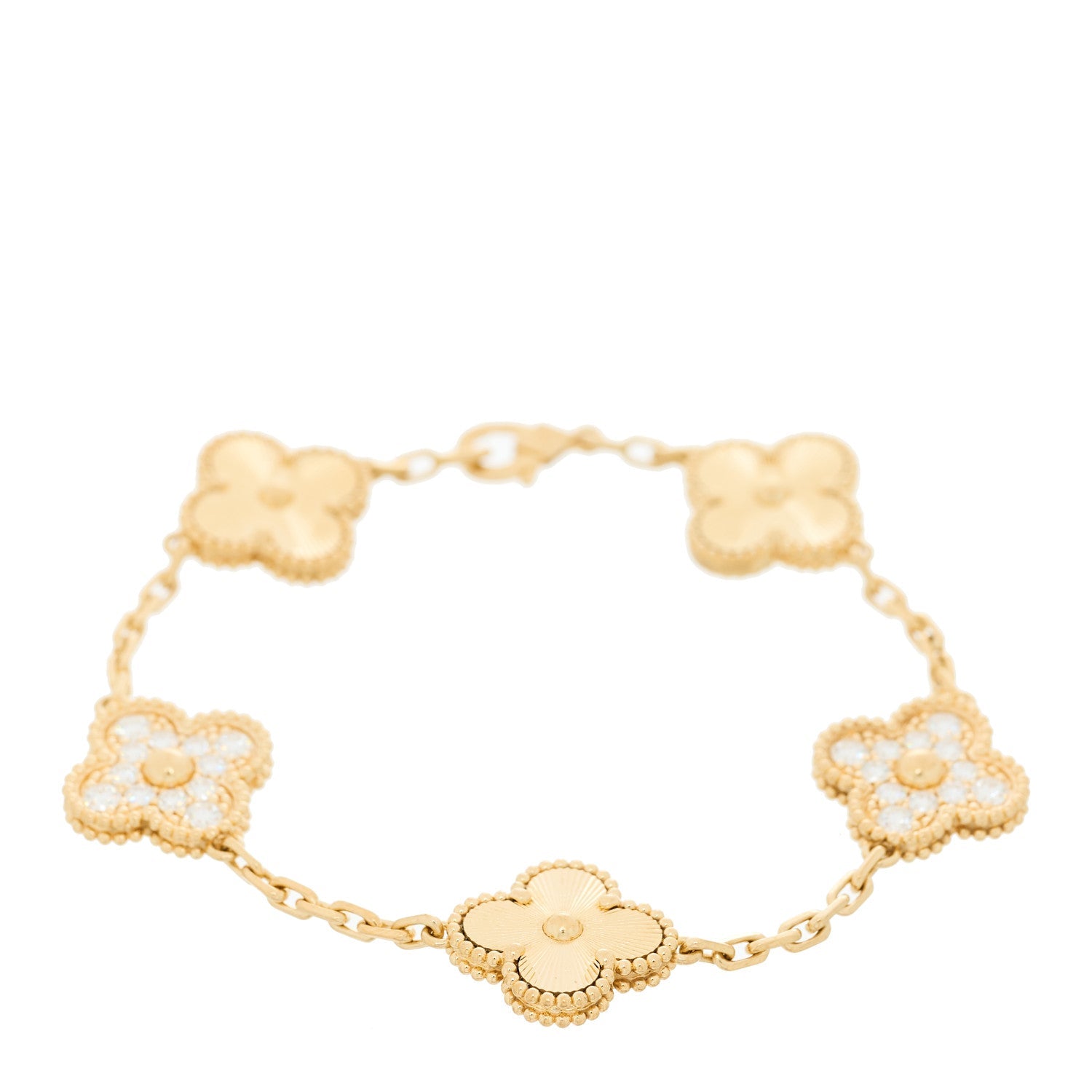 ヴァンクリーフ&アーペル ヴィンテージアルハンブラ 5モチーフ ブレスレット マルチカラー 18K イエローゴールド VAN CLEEF & ARPELS VINTAGE ALHAMBRA 5 MOTIFS BRACELET MULTICOLOR 18K YELLOW GOLD