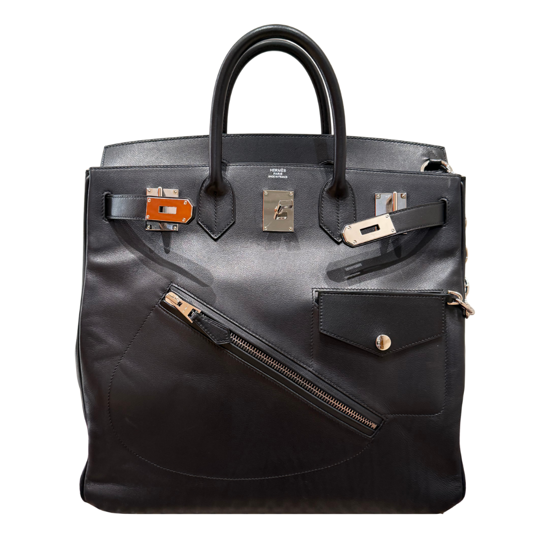 HERMES BIRKIN ROCK 40 HAC LIMITED EDITION NOIR VOLUPTO SILVER HARDWARE