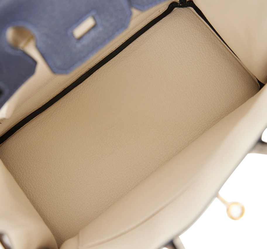HERMES BIRKIN 25 PERSONAL ORDER SPECIAL ORDER BI-COLOR BLEU NUIT CRAIE TOGO GOLD HARDWARE HSS