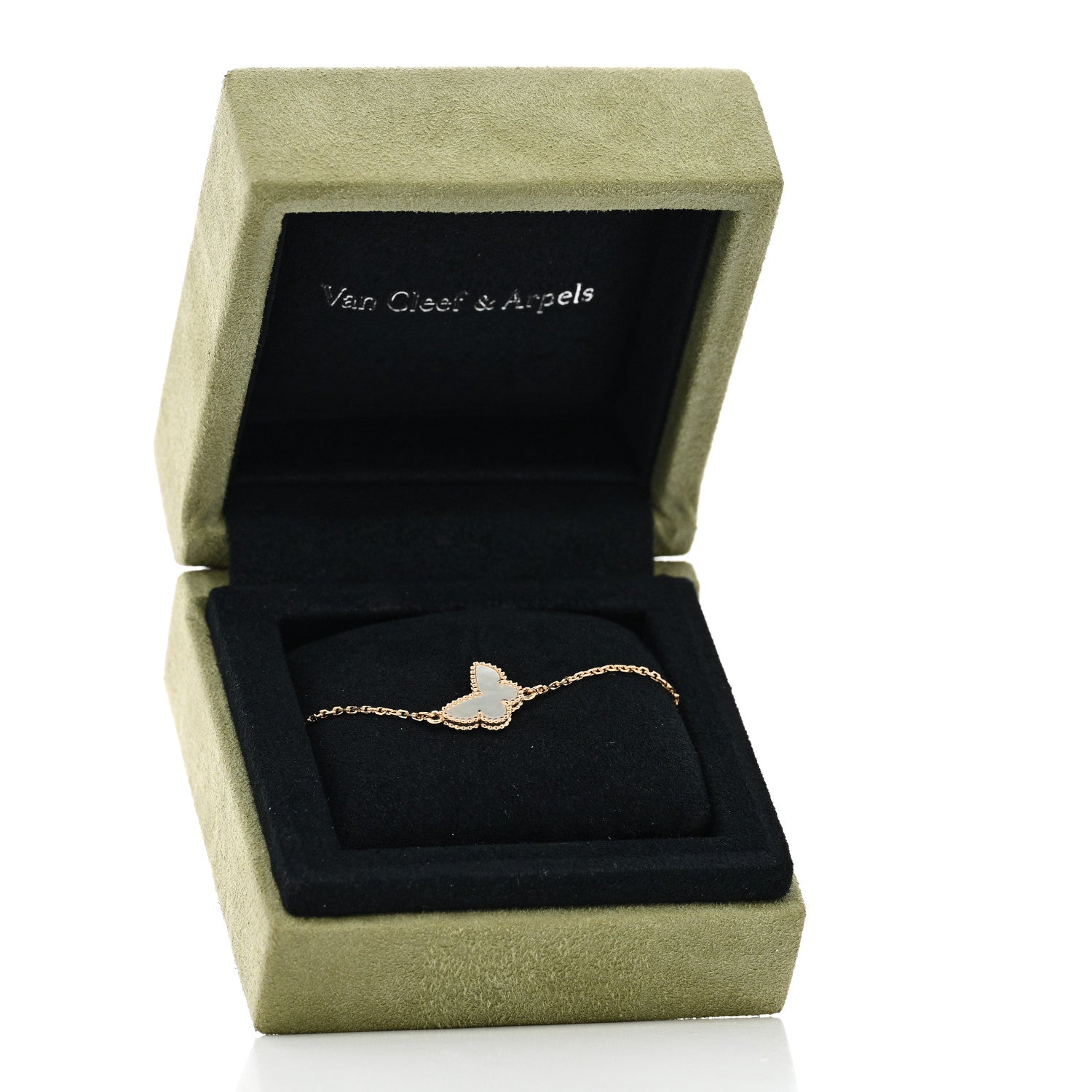 Van Cleef & Arpels 18K Yellow Gold Mother-of-Pearl Sweet Alhambra Butterfly Bracelet