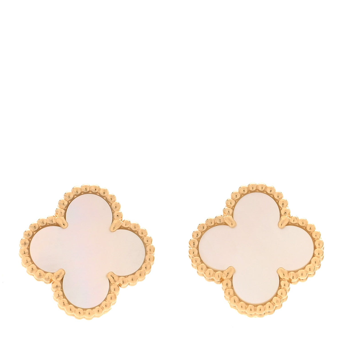 Van Cleef & Arpels Vintage Alhambra Earrings Mother of Pearl 18K Yellow Gold