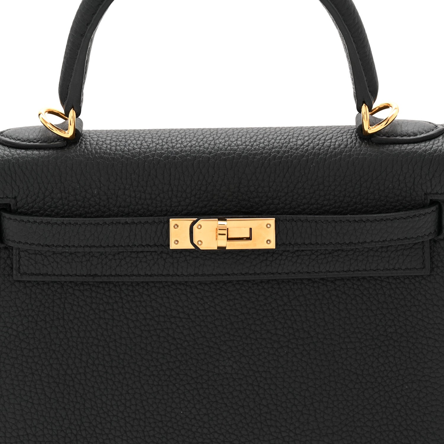 HERMES KELLY 25 RETOURNE BLACK TOGO GOLD HARDWARE