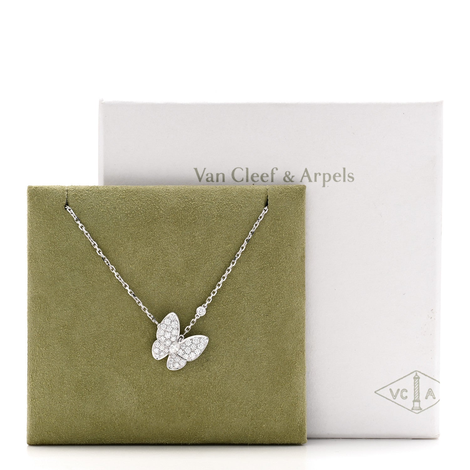 ヴァンクリーフ&アーペル ツーバタフライ ペンダントネックレス ダイヤモンド 18K ホワイトゴールド VAN CLEEF & ARPELS TWO BUTTERFLY PENDANT NECKLACE DIAMOND 18K WHITE GOLD