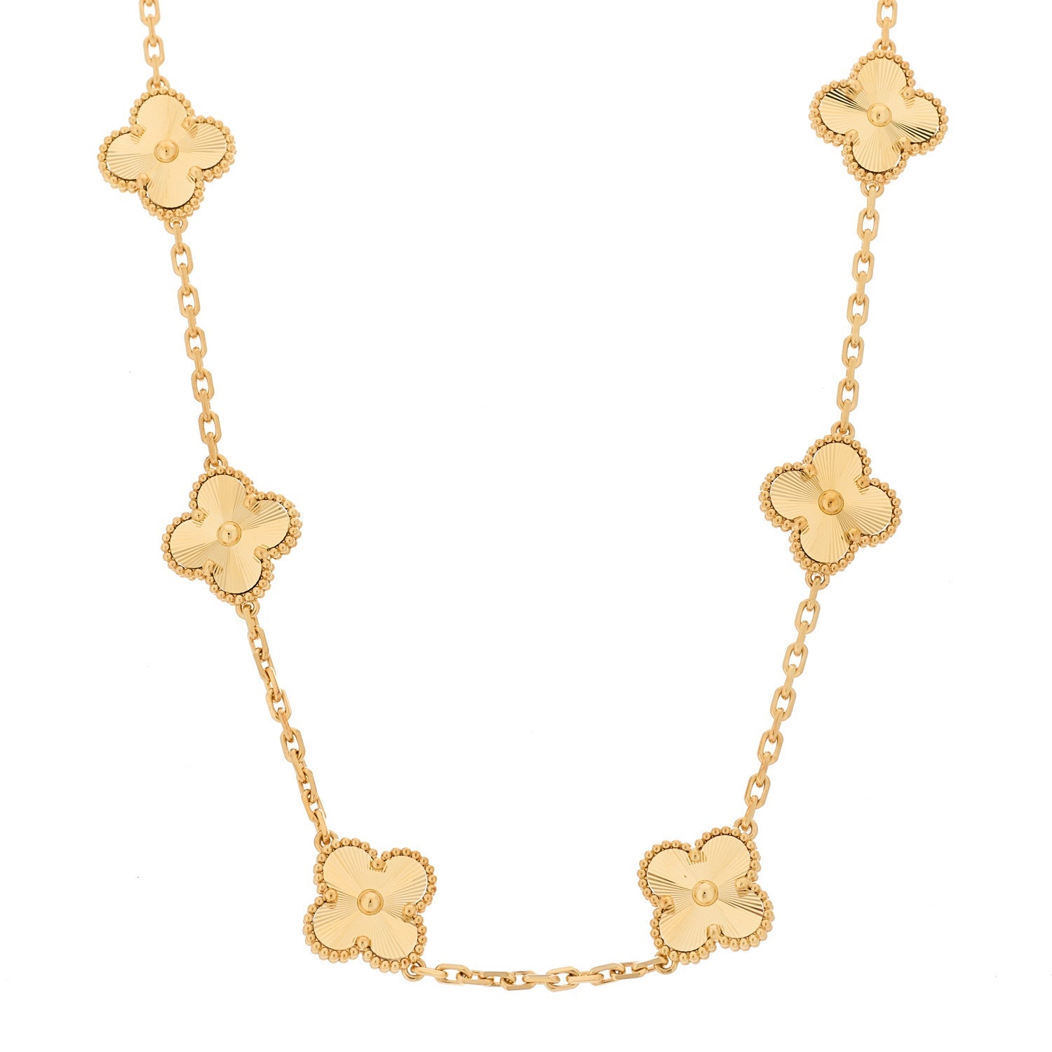 ヴァンクリーフ&アーペル ヴィンテージアルハンブラ 10モチーフ ネックレス ギョーシェ 18K イエローゴールド VAN CLEEF & ARPELS VINTAGE ALHAMBRA 10 MOTIFS NECKLACE GUILLOCHÉ 18K YELLOW GOLD