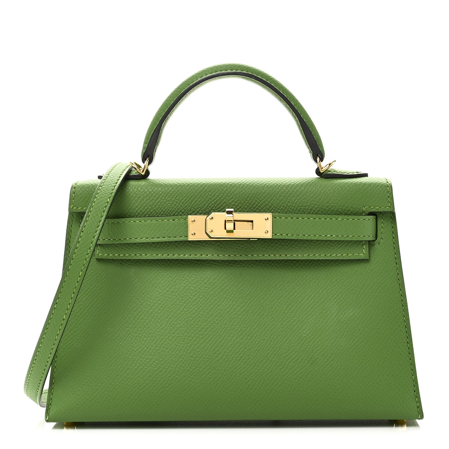 HERMES MINI KELLY 20 SELLIER VERT YUCCA GOLD HARDWARE