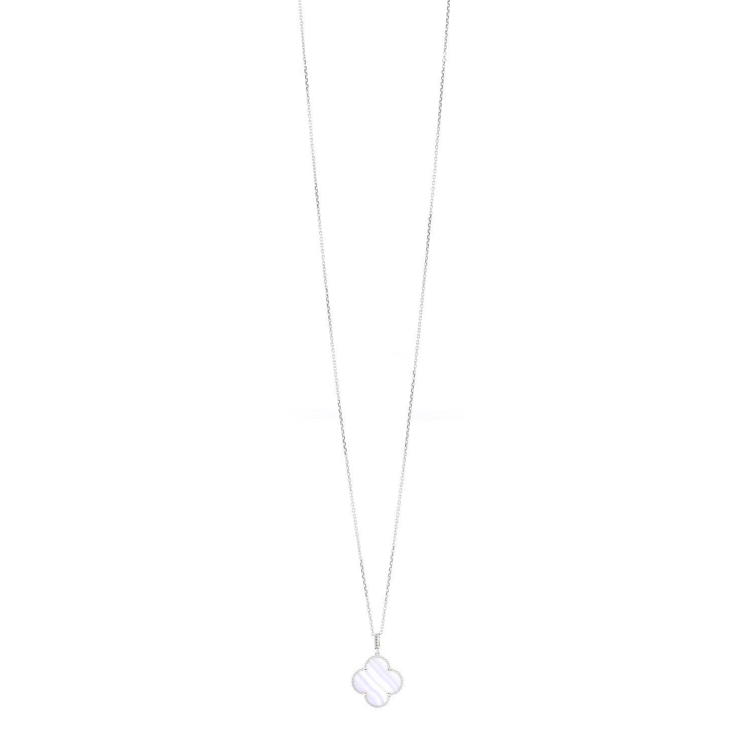 ヴァンクリーフ&アーペル マジックアルハンブラ ロングネックレス カルセドニー 18K ホワイトゴールド VAN CLEEF & ARPELS MAGIC ALHAMBRA LONG NECKLACE CHALCEDONY 18K WHITE GOLD