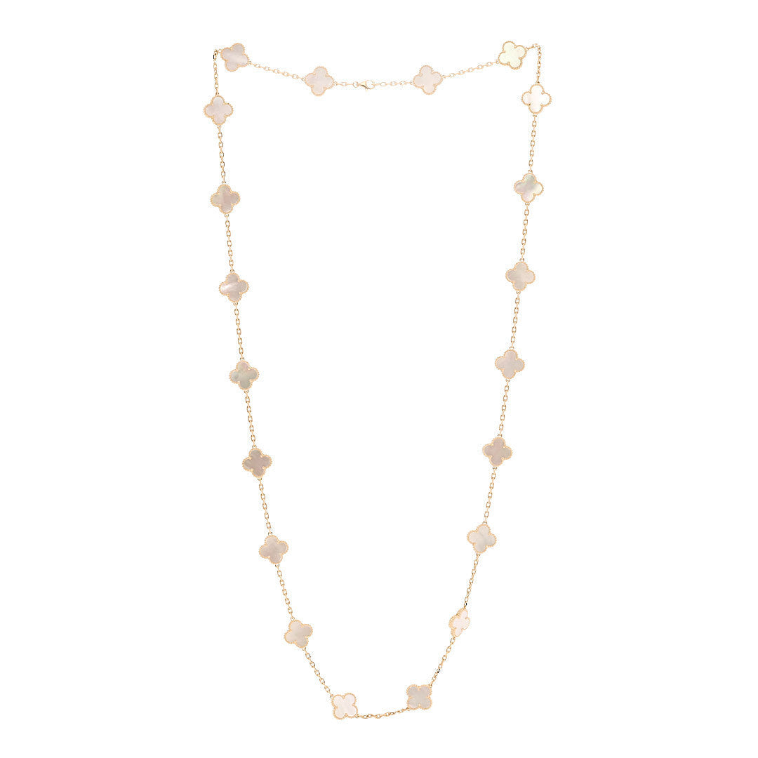 ヴァンクリーフ&アーペル ヴィンテージアルハンブラ 20モチーフ ネックレス マザーオブパール 18K イエローゴールド VAN CLEEF & ARPELS VINTAGE ALHAMBRA 20 MOTIFS NECKLACE MOTHER OF PEARL 18K YELLOW GOLD