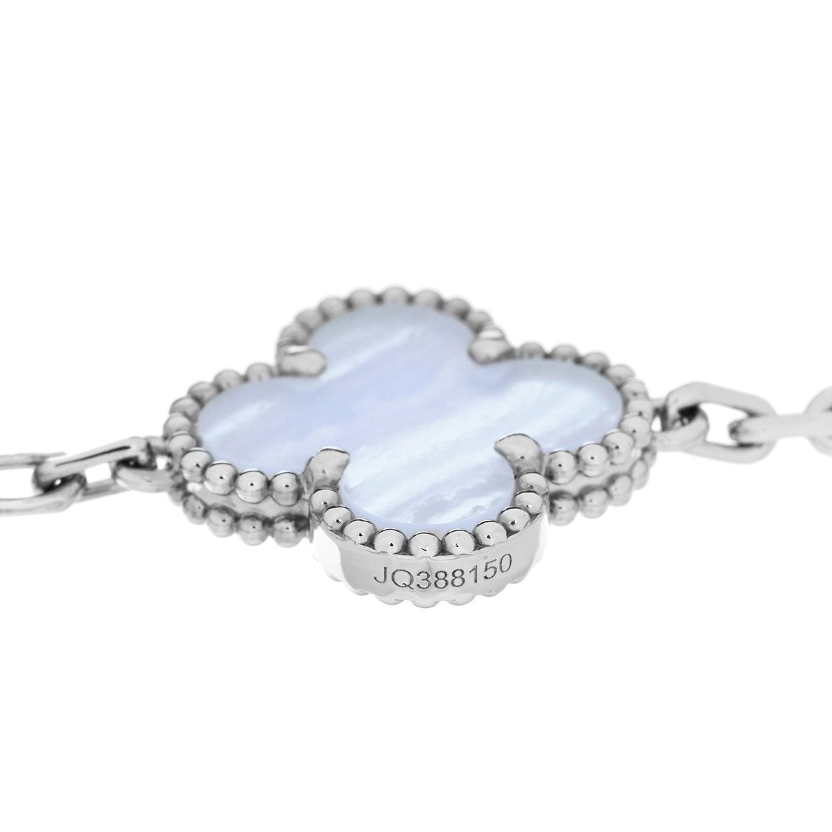 Van Cleef & Arpels Vintage Alhambra 5 Motifs Bracelet Chalcedony 18K White Gold