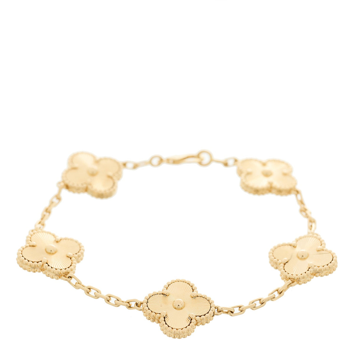 ヴァンクリーフ&アーペル ヴィンテージアルハンブラ 5モチーフ ブレスレット ギョーシェ 18K イエローゴールド VAN CLEEF & ARPELS VINTAGE ALHAMBRA 5 MOTIFS BRACELET GUILLOCHÉ 18K YELLOW GOLD