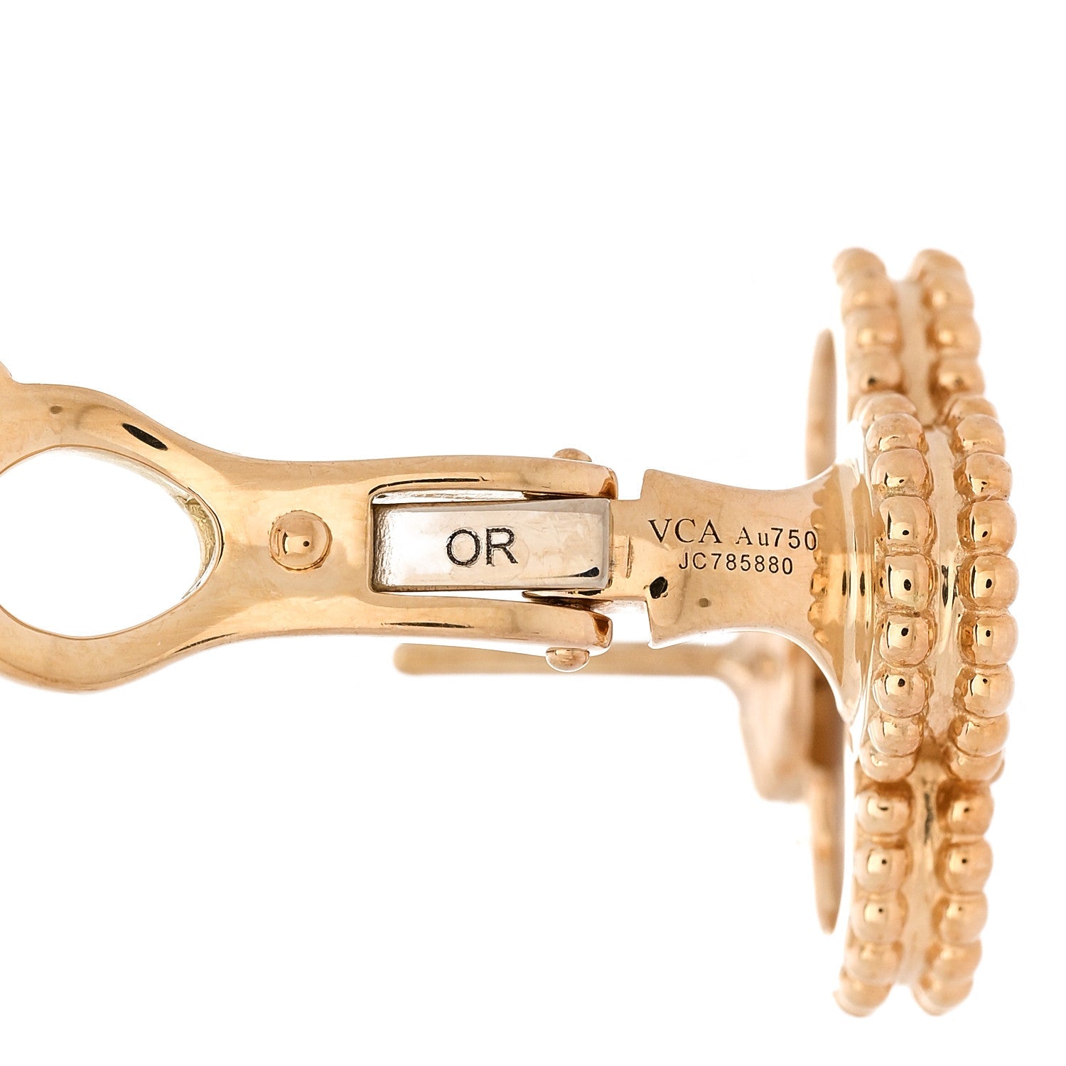 Van Cleef & Arpels 18K Yellow Gold Mother-of-Pearl Vintage Alhambra Earrings