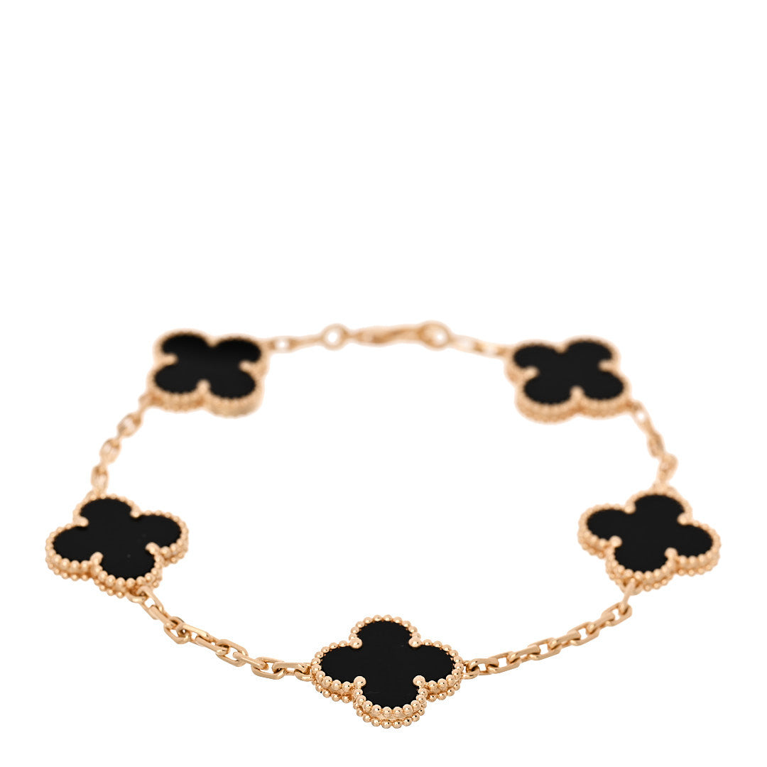 ヴァンクリーフ&アーペル ヴィンテージアルハンブラ 5モチーフ ブレスレット ブラックオニキス 18K イエローゴールド VAN CLEEF & ARPELS VINTAGE ALHAMBRA 5 MOTIFS BRACELET BLACK ONYX 18K YELLOW GOLD