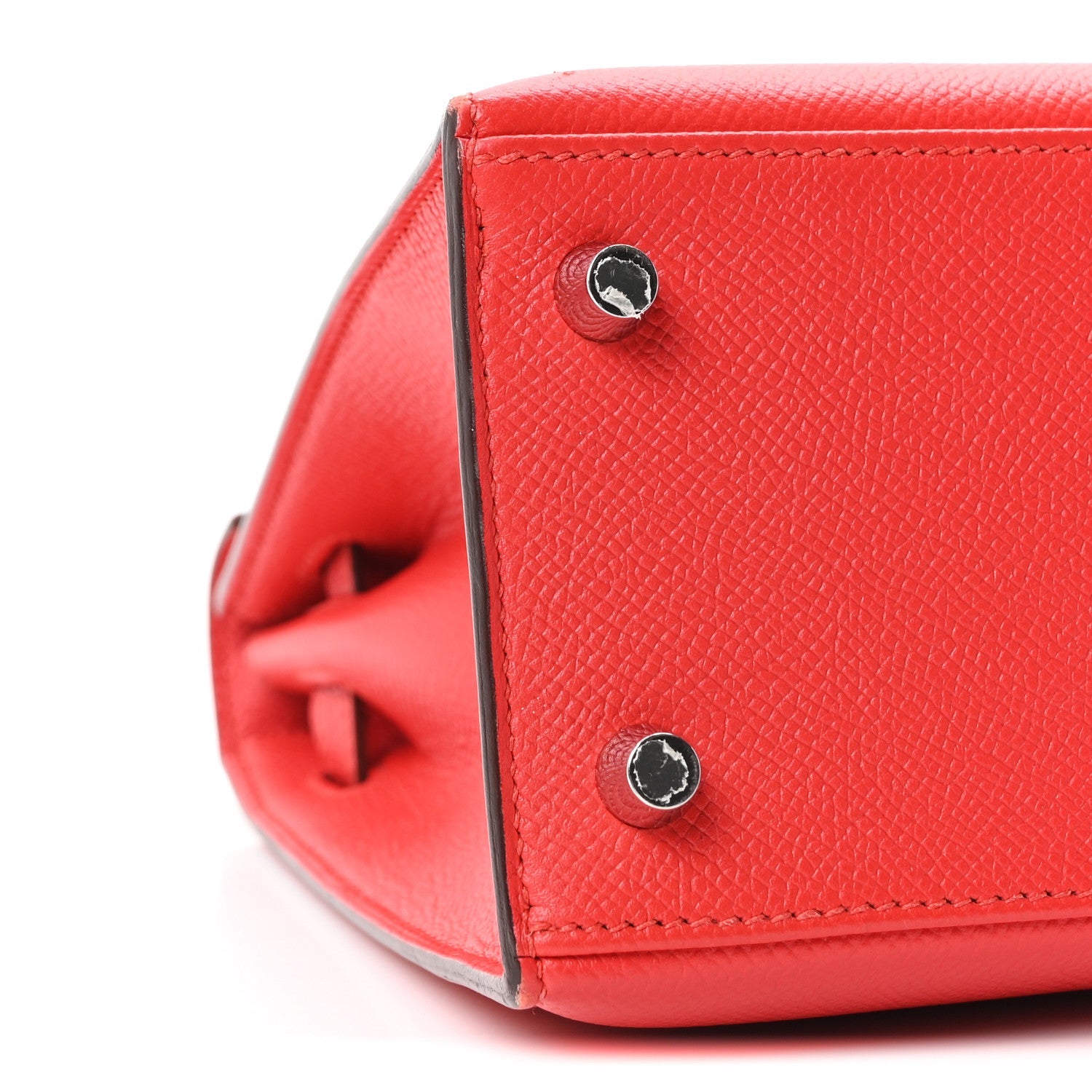 HERMES KELLY 25 SELLIER ROUGE CASAQUE EPSOM SILVER HARDWARE