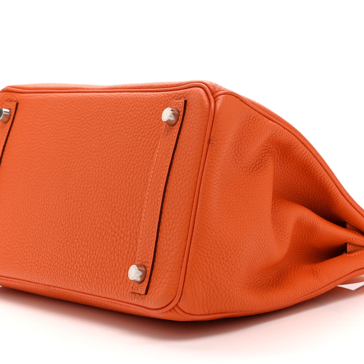 HERMES BIRKIN 30 ORANGE TOGO SILVER HARDWARE