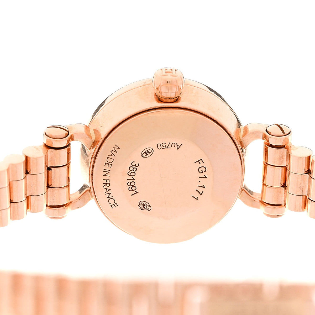 Hermes Faubourg 16MM Quartz Watch Diamond Bezel 18K Rose Gold