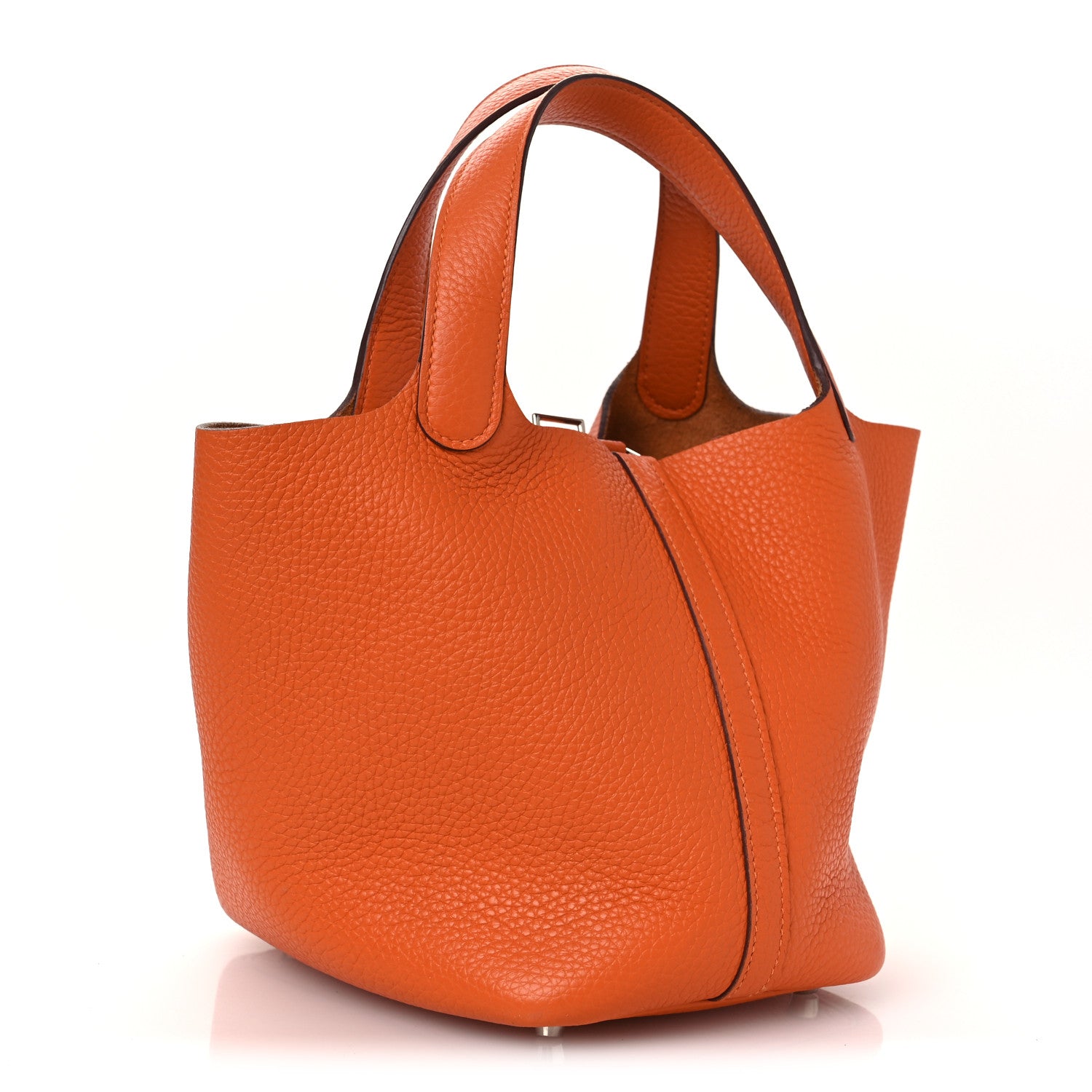 る*の様 エルメス ピコタン PMオレンジ レザー ハンドバッグ トリヨンクレマ エルメス ピコタンロック PM 18 Orange トリヨンクレマンス シルバー