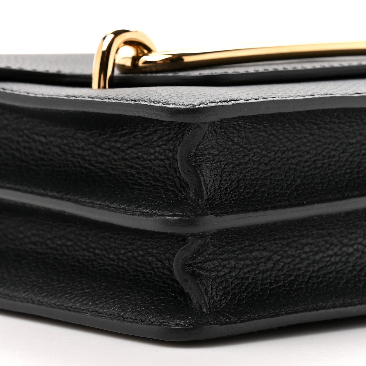 エルメス ミニルリ Black エバーグレイン ゴールド金具 HERMES ROULIS BLACK EVERGRAIN GOLD HARDWARE