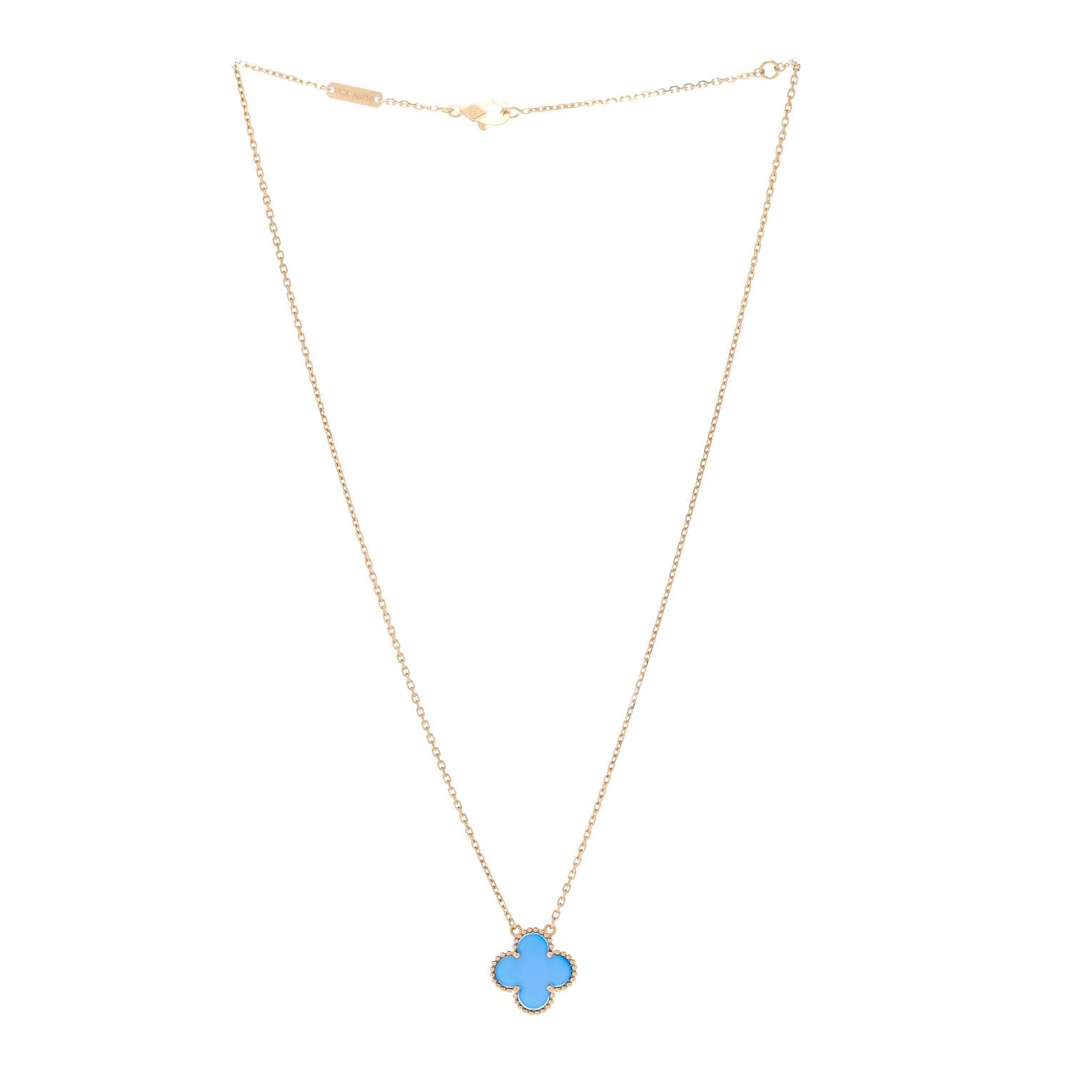 VAN CLEEF 18Kイエローゴールド ブルーアゲート ヴィンテージ アルハンブラ ペンダントネックレス