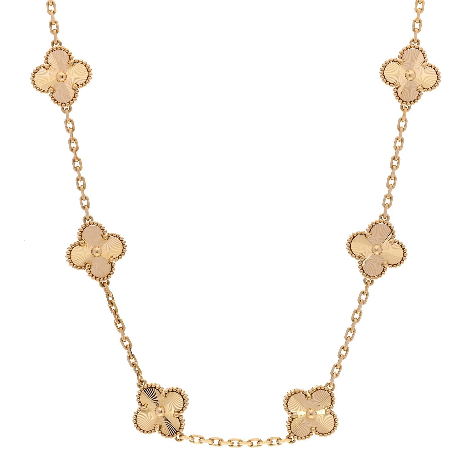 ヴァンクリーフ&アーペル ヴィンテージアルハンブラ 10モチーフ ネックレス ギョーシェ 18K イエローゴールド VAN CLEEF & ARPELS VINTAGE ALHAMBRA 10 MOTIFS NECKLACE GUILLOCHÉ 18K YELLOW GOLD