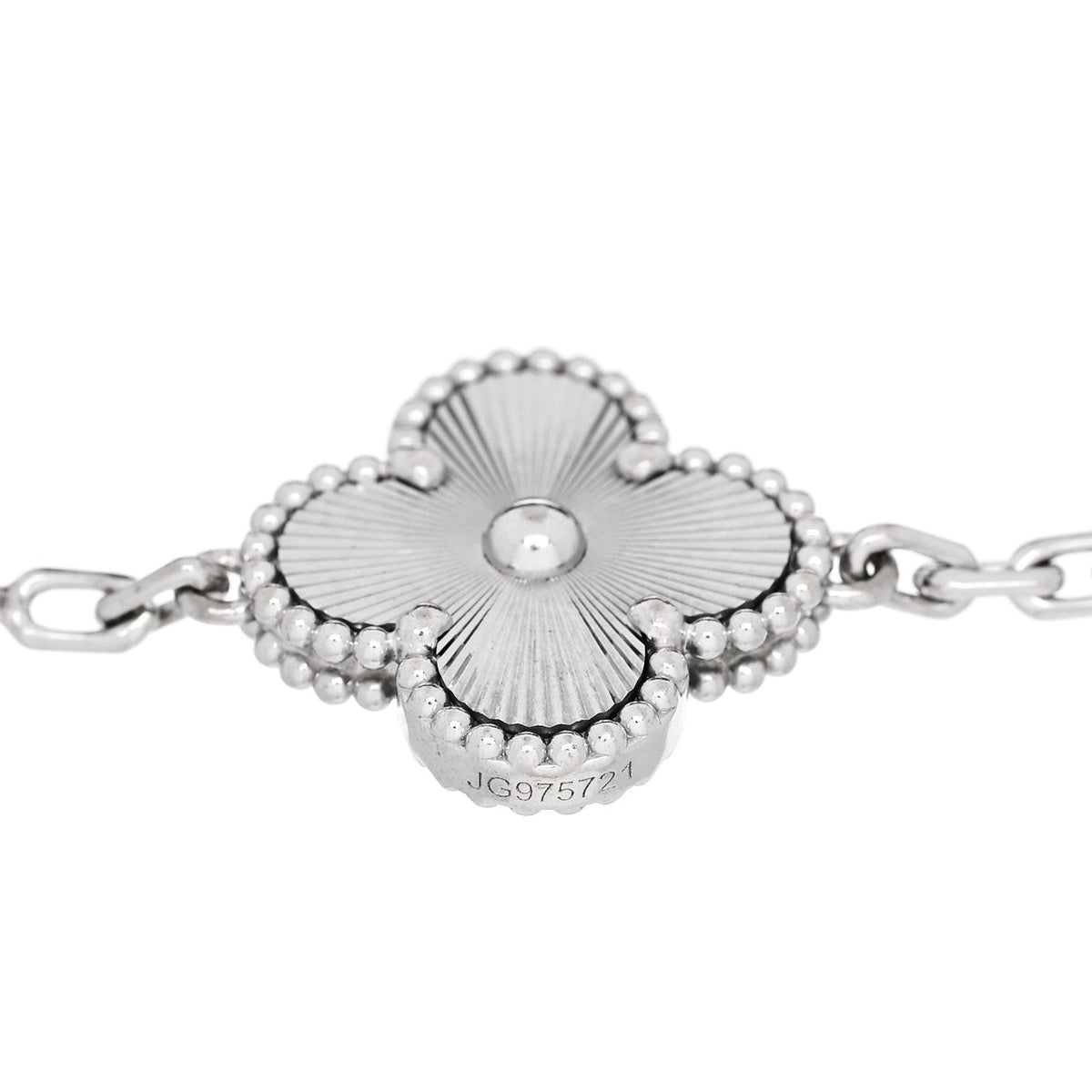 ヴァンクリーフ&アーペル ヴィンテージアルハンブラ 5モチーフ ブレスレット ギョーシェ 18K ホワイトゴールド VAN CLEEF & ARPELS VINTAGE ALHAMBRA 5 MOTIFS BRACELET GUILLOCHÉ 18K WHITE GOLD