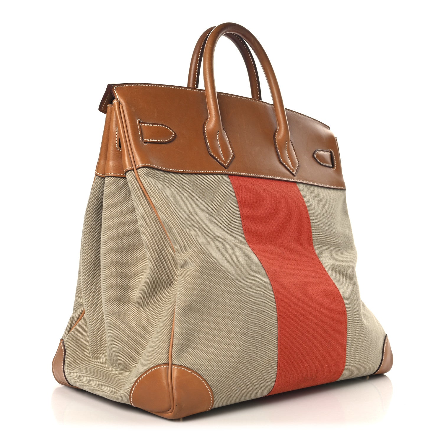 HERMES BIRKIN 40 FAUVE PAPRIKA BARENIA TOILE GOLD HARDWARE
