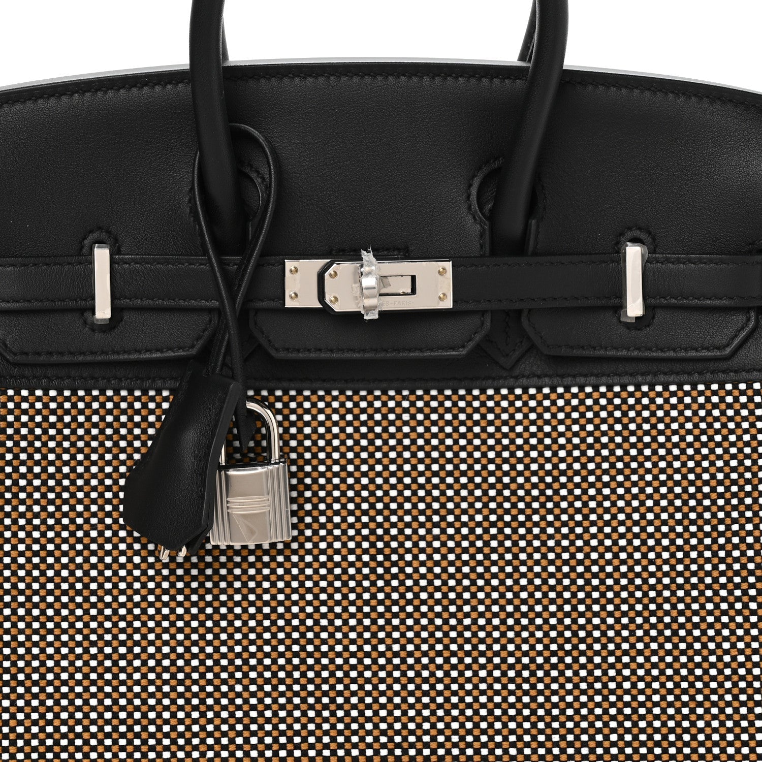 Hermès Birkin 25 Black Ecru Desert Swift Toile Silver Hardware