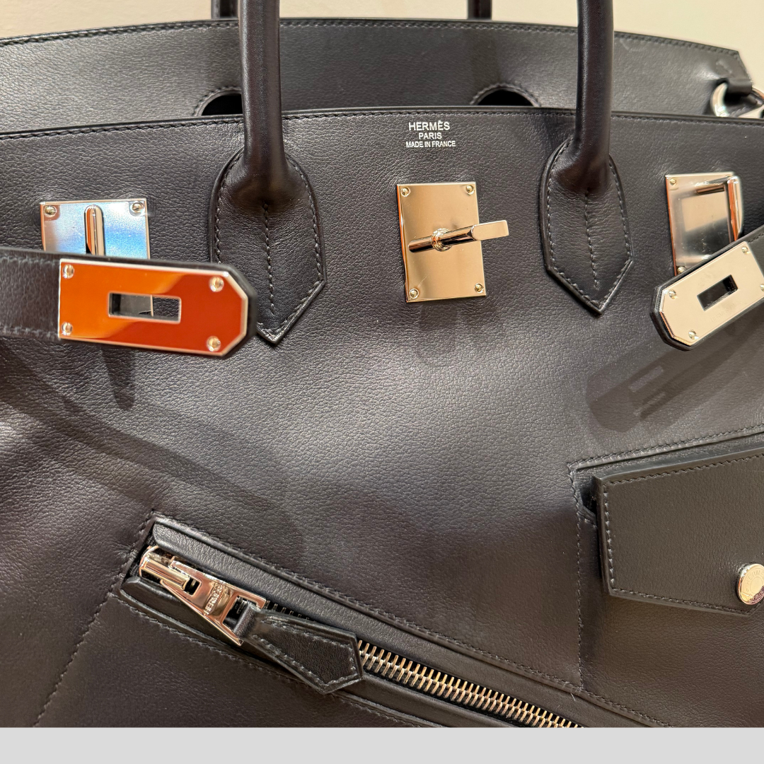 HERMES BIRKIN ROCK 40 HAC LIMITED EDITION NOIR VOLUPTO SILVER HARDWARE