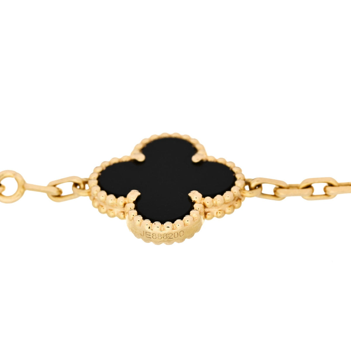 VAN CLEEF & ARPELS VINTAGE ALHAMBRA 5 MOTIFS BRACELET BLACK ONYX 18K YELLOW GOLD
