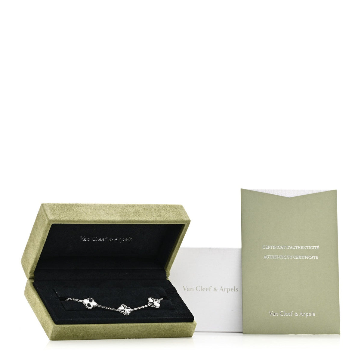 Van Cleef & Arpels Vintage Alhambra 5 Motifs Bracelet Guilloché 18K White Gold