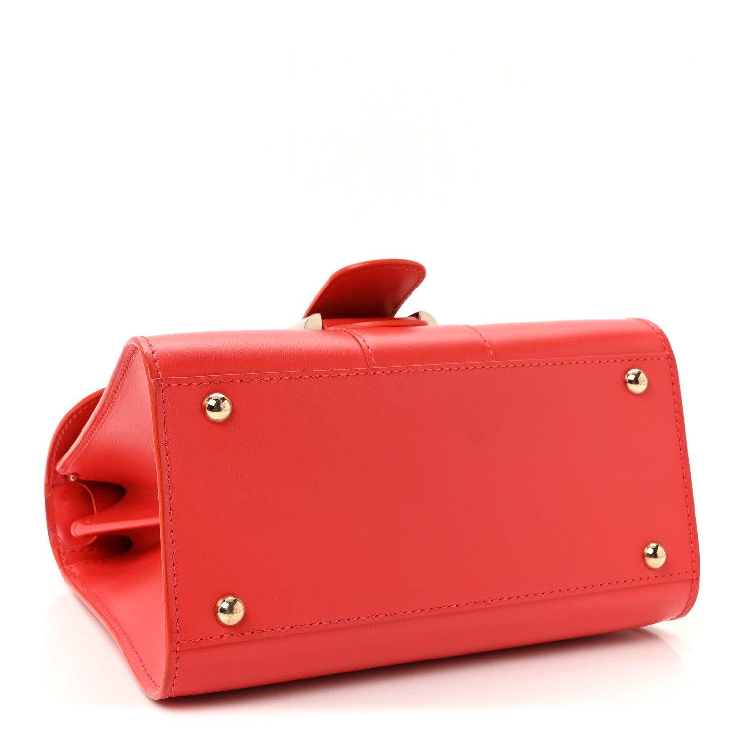 DELVAUX TEMPETE BRILLIANT MINI SHOULDER BAG CORAL BOX CALFSKIN GOLD HARDWARE