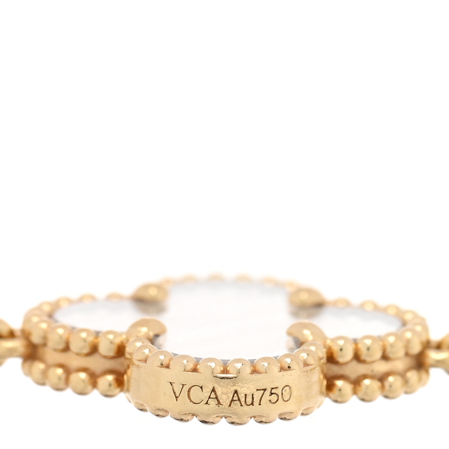 Van Cleef & Arpels 18K Yellow Gold Rock Crystal 5 Motif Vintage Alhambra Bracelet