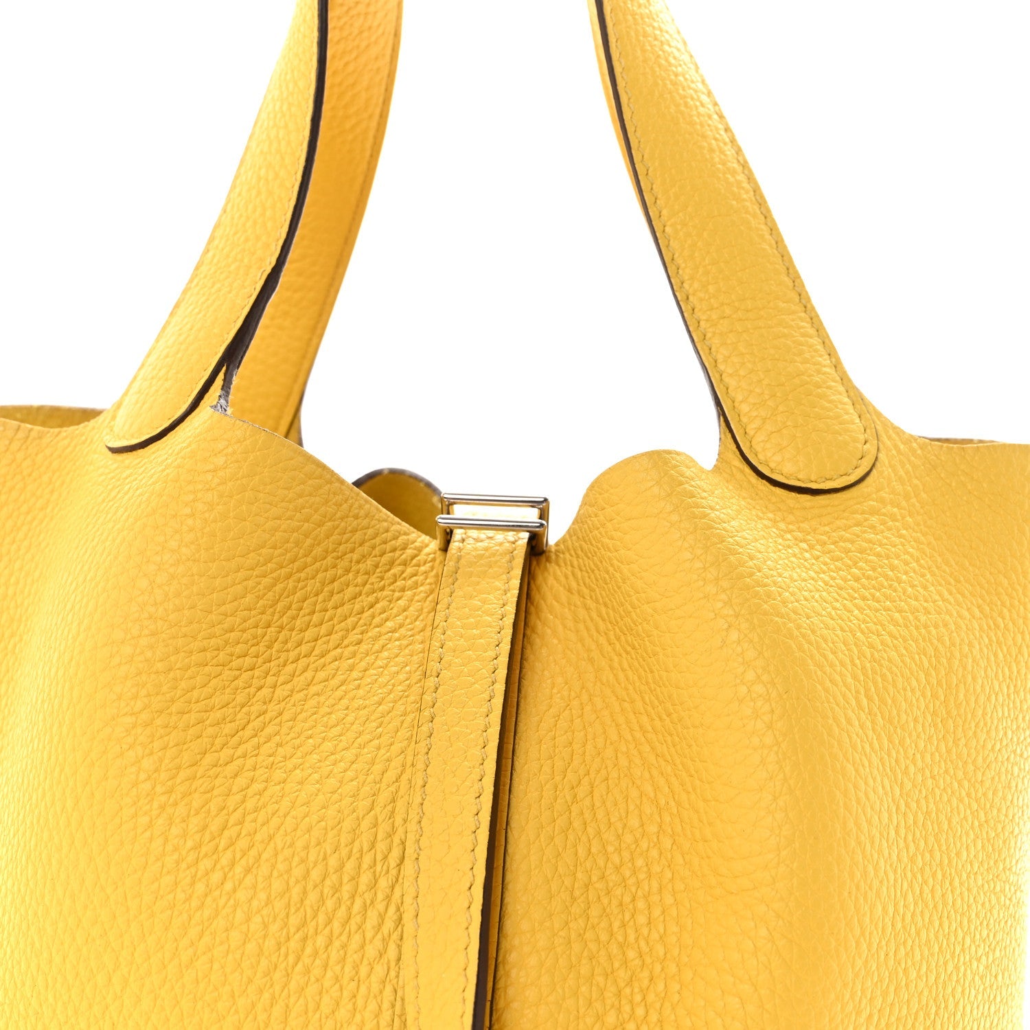 HERMES PICOTIN MM 22 JAUNE DE NAPLES TAURILLON CLEMENCE SILVER HARDWARE