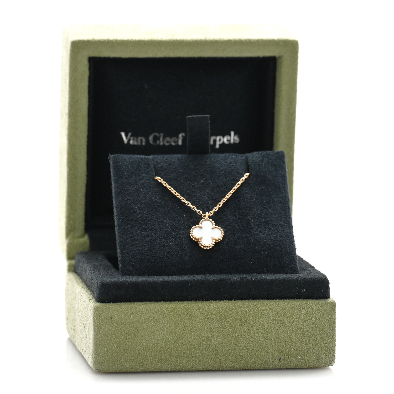Van Cleef & Arpels 18K Yellow Gold Mother-of-Pearl Sweet Alhambra Pendant Necklace