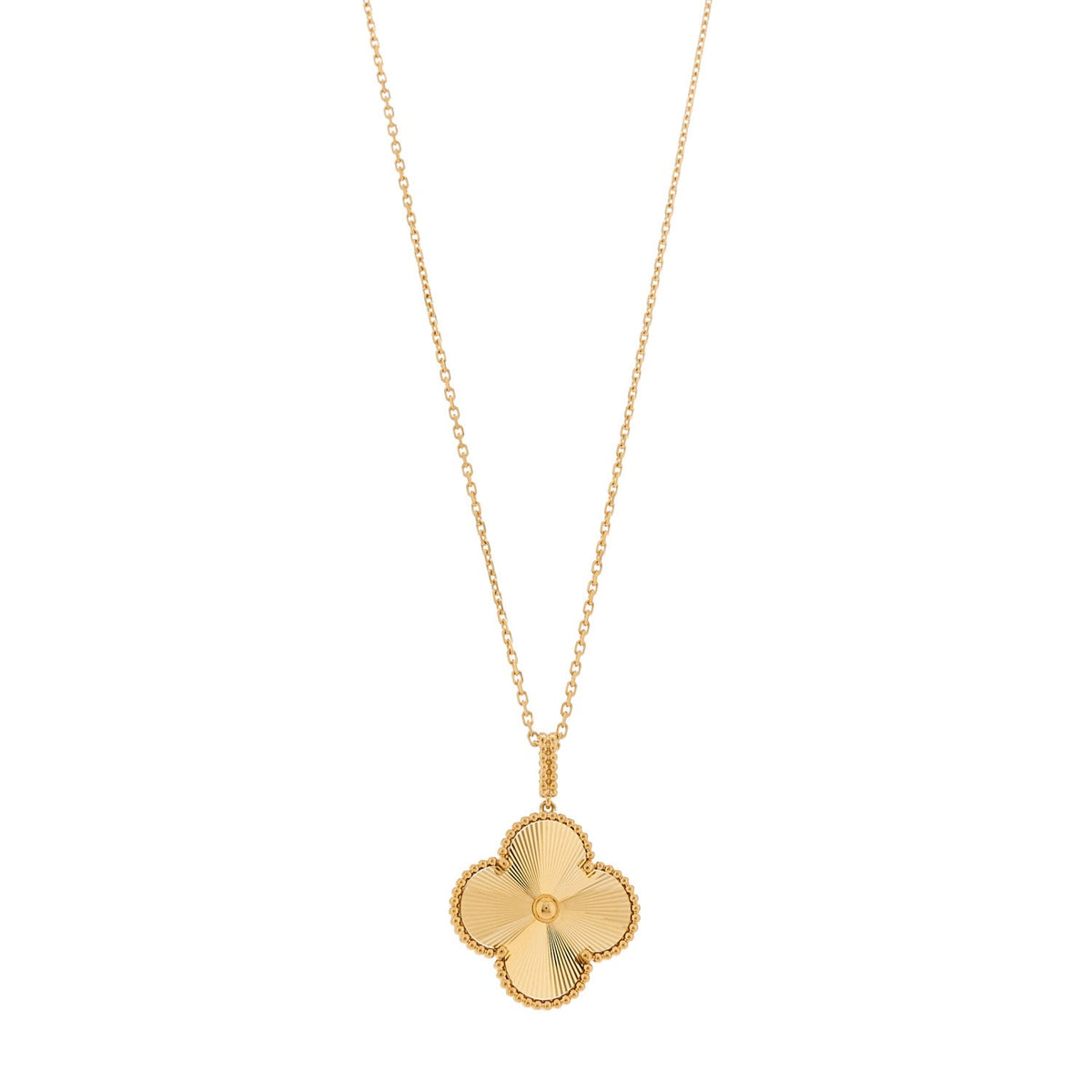 VAN CLEEF & ARPELS MAGIC ALHAMBRA LONG NECKLACE GUILLOCHÉ 18K YELLOW GOLD