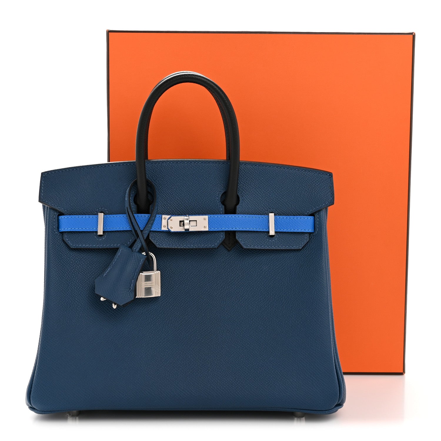 HERMES BIRKIN 25 Deep Blue, Blue Hydra, Black Epsom, Silver Hardware