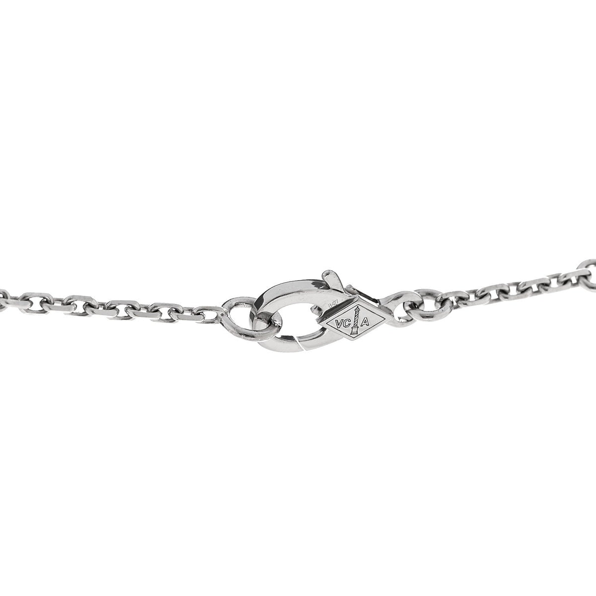 VAN CLEEF & ARPELS SMALL LOTUS PENDANT NECKLACE DIAMOND 18K WHITE GOLD