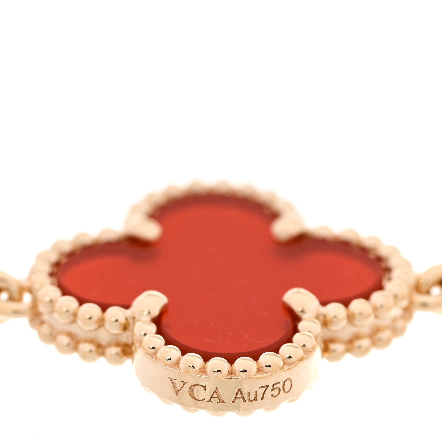 Van Cleef & Arpels 18K Yellow Gold Carnelian 5 Motif Vintage Alhambra Bracelet