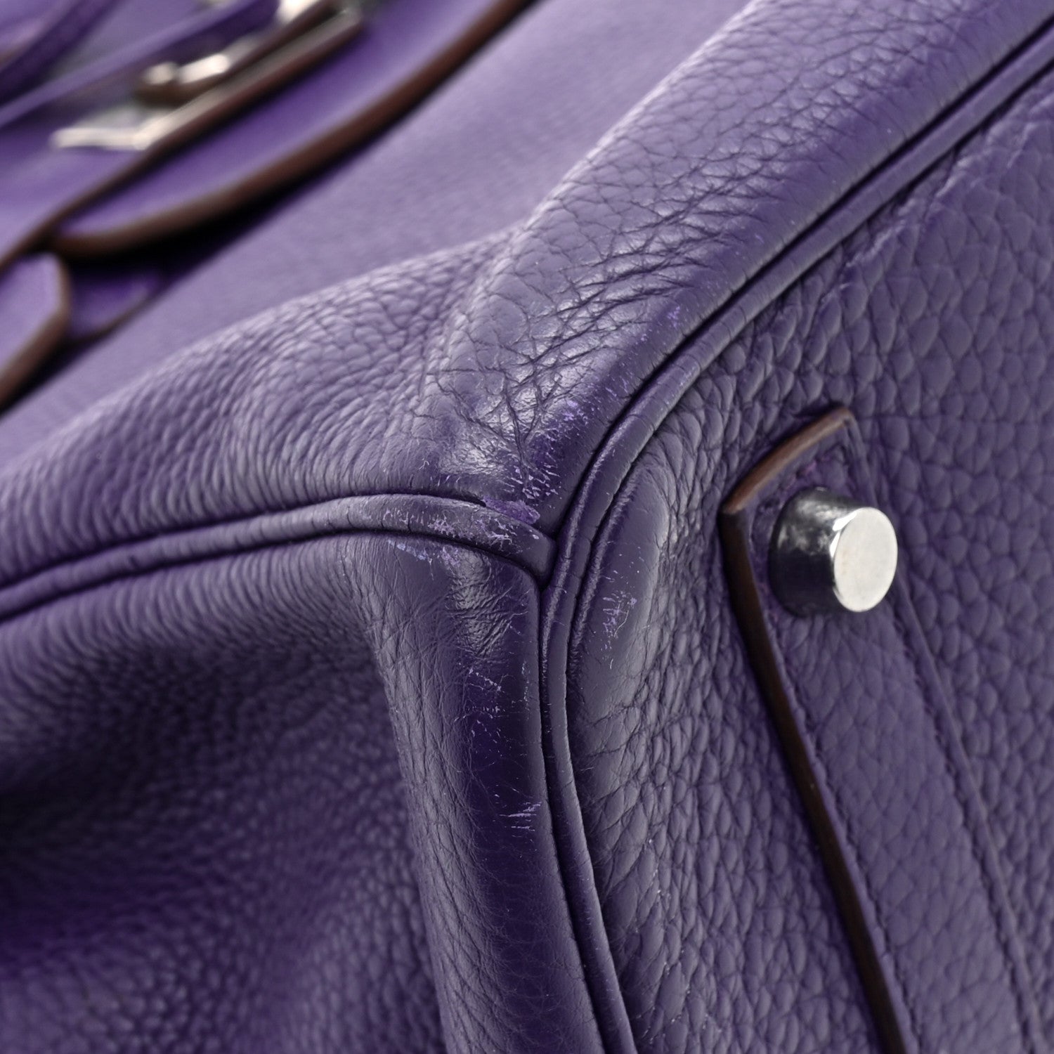 HERMES BIRKIN 35 IRIS TAURILLON CLEMENCE SILVER HARDWARE
