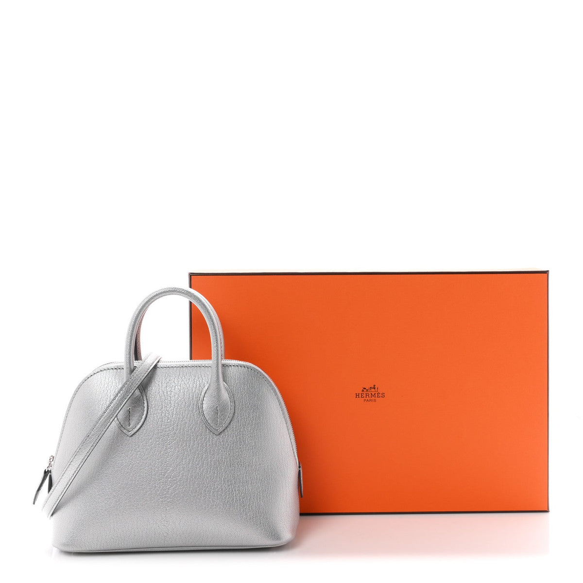 Hermès Mini Bolide 1923 Argent Chèvre Silver Hardware