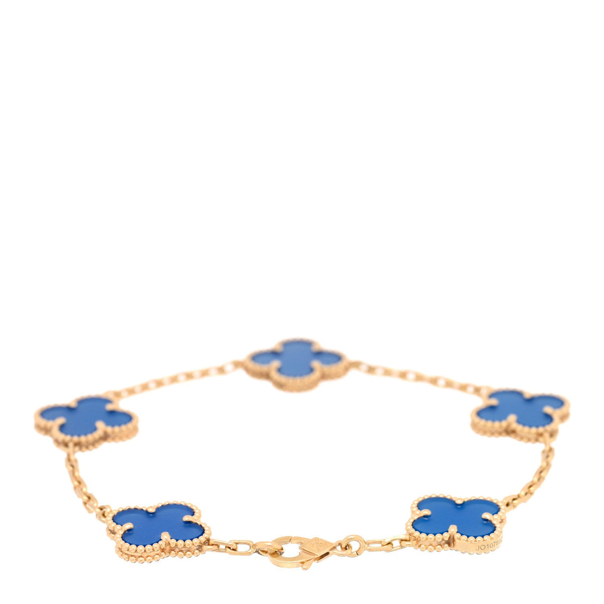 Van Cleef & Arpels Vintage Alhambra 5 Motifs Bracelet Blue Agate 18K Yellow Gold