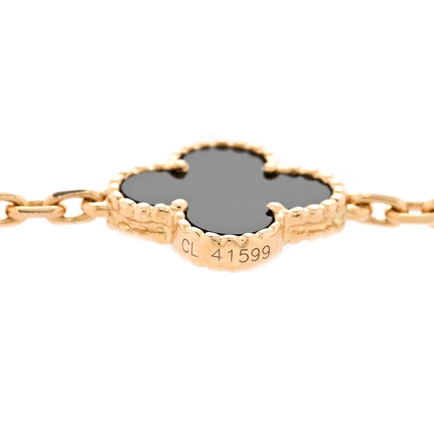 Van Cleef & Arpels 18K Yellow Gold Black Onyx 10 Motif Vintage Alhambra Necklace