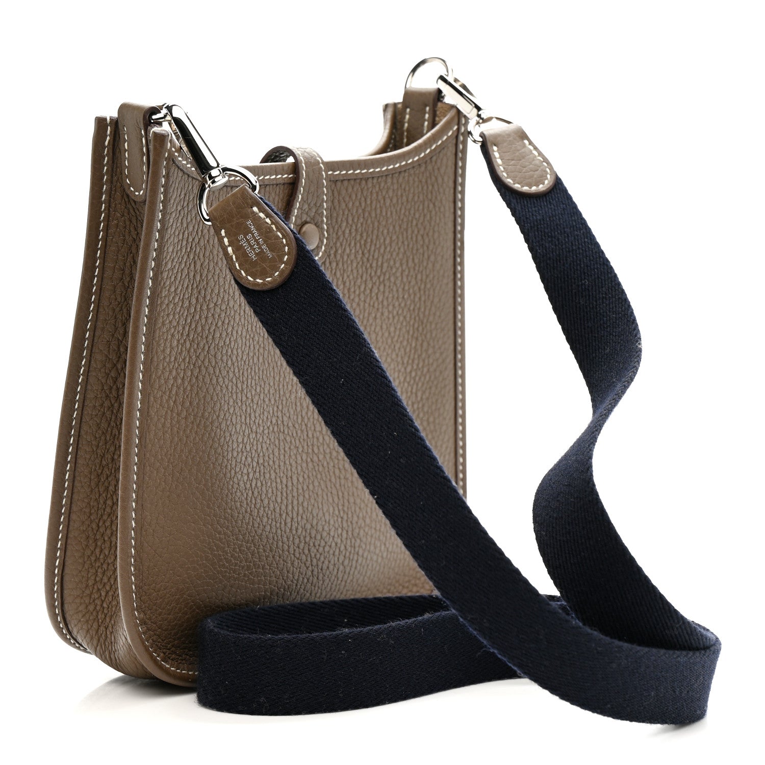 HERMES MINI EVELYNE TPM AMAZON ETOUPE BLEU INDIGO TAURILLON CLEMENCE SILVER HARDWARE