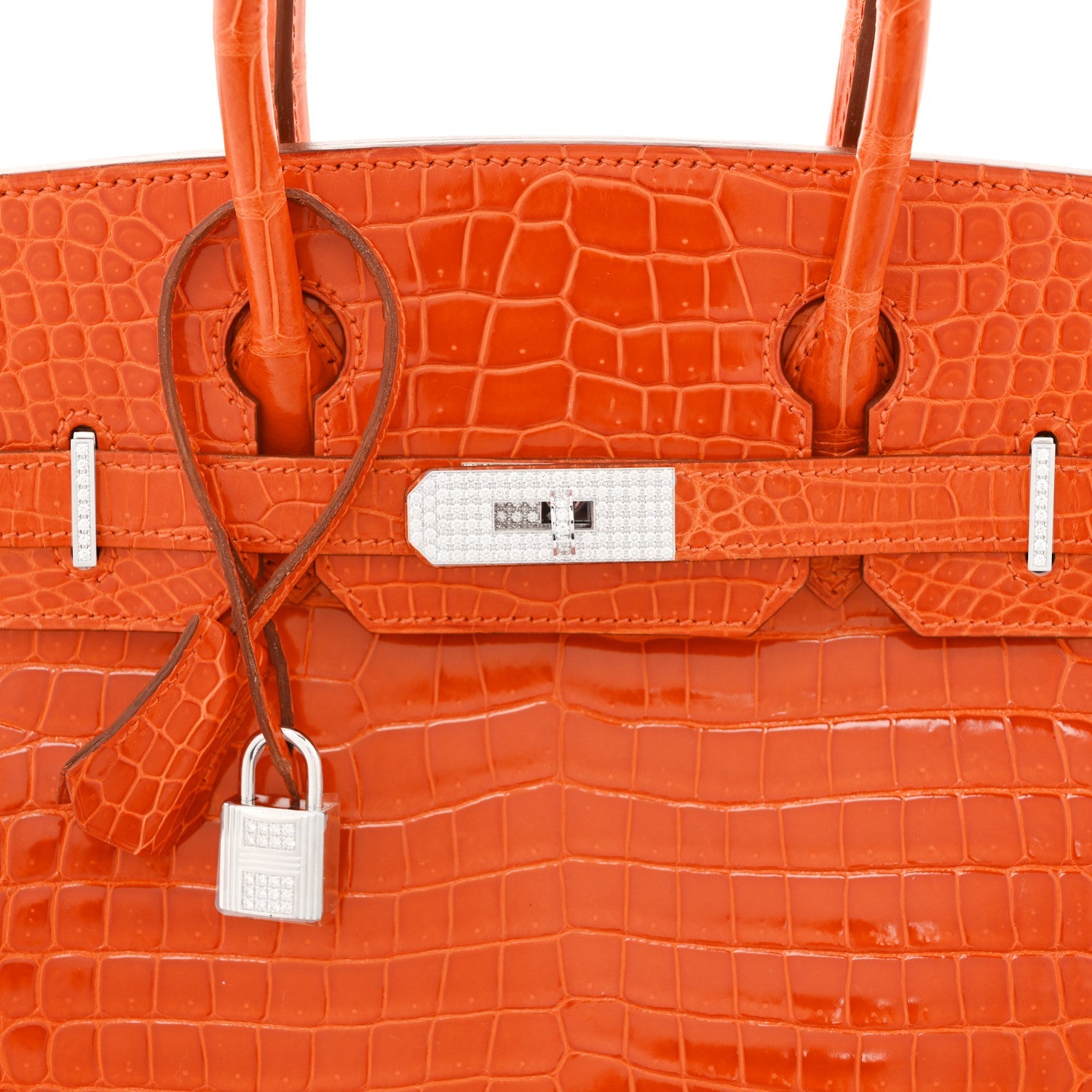 HERMES BIRKIN 30 ORANGE SHINY POROSUS CROCODILE GOLD HARDWARE