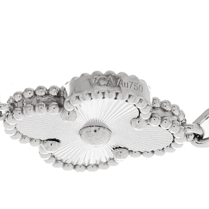 ヴァンクリーフ&アーペル ヴィンテージアルハンブラ 5モチーフ ブレスレット ギョーシェ 18K ホワイトゴールド VAN CLEEF & ARPELS VINTAGE ALHAMBRA 5 MOTIFS BRACELET GUILLOCHÉ 18K WHITE GOLD