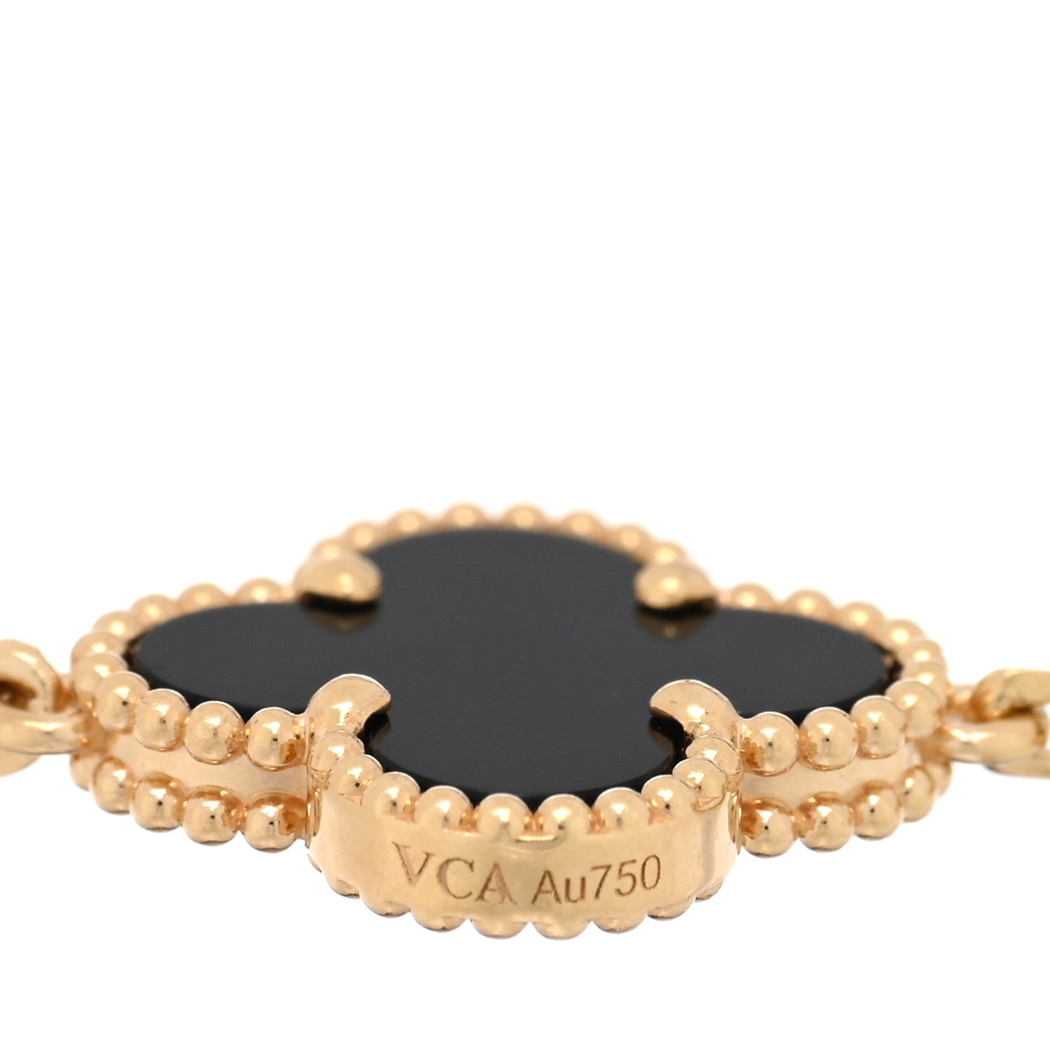 Van Cleef & Arpels 18K Yellow Gold Black Onyx 5 Motif Vintage Alhambra Bracelet