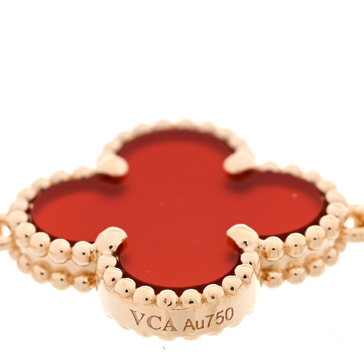 Van Cleef & Arpels 18K Yellow Gold Carnelian 5 Motif Vintage Alhambra Bracelet