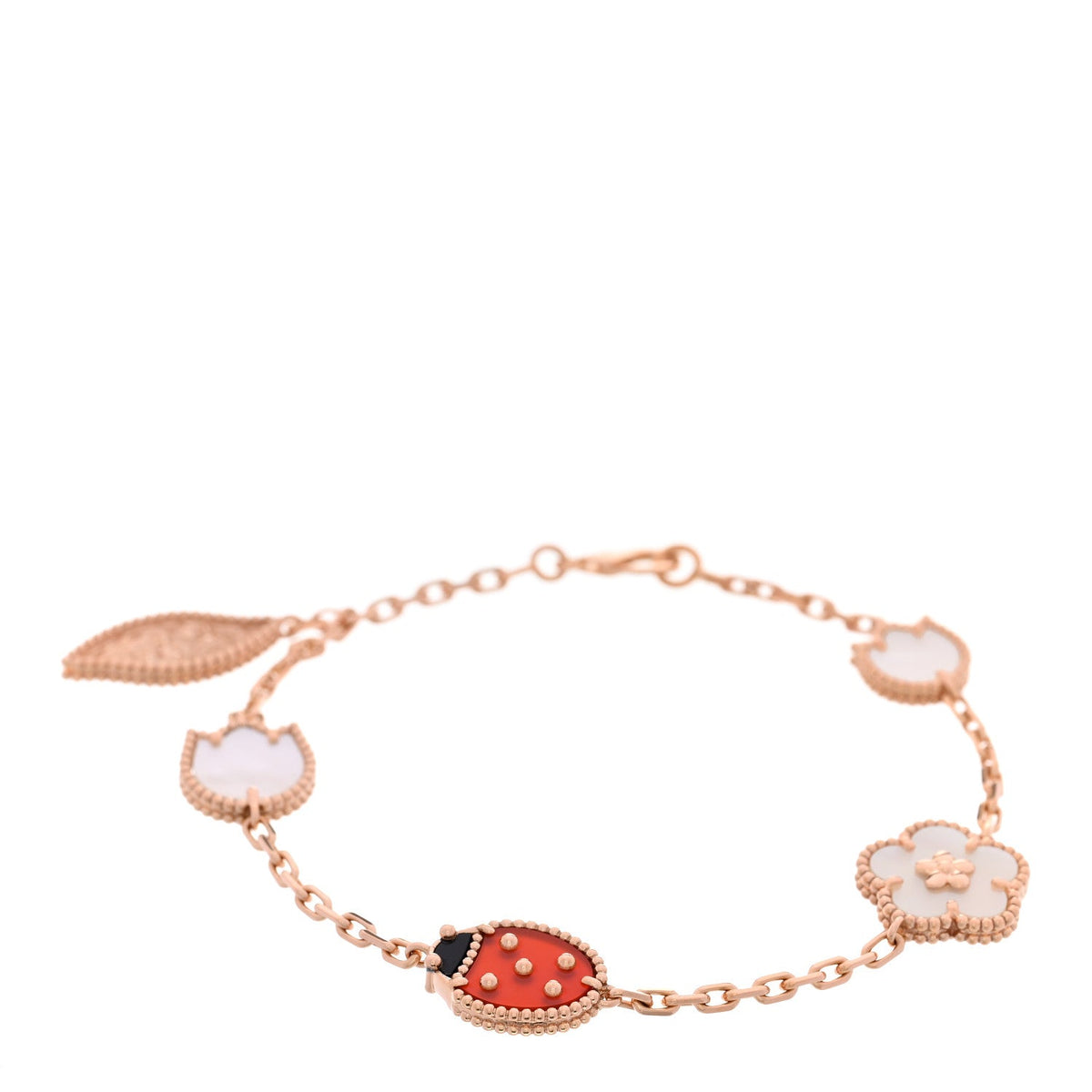 Van Cleef & Arpels Lucky Spring 5 Motifs Bracelet, Multicolor, 18K Rose Gold