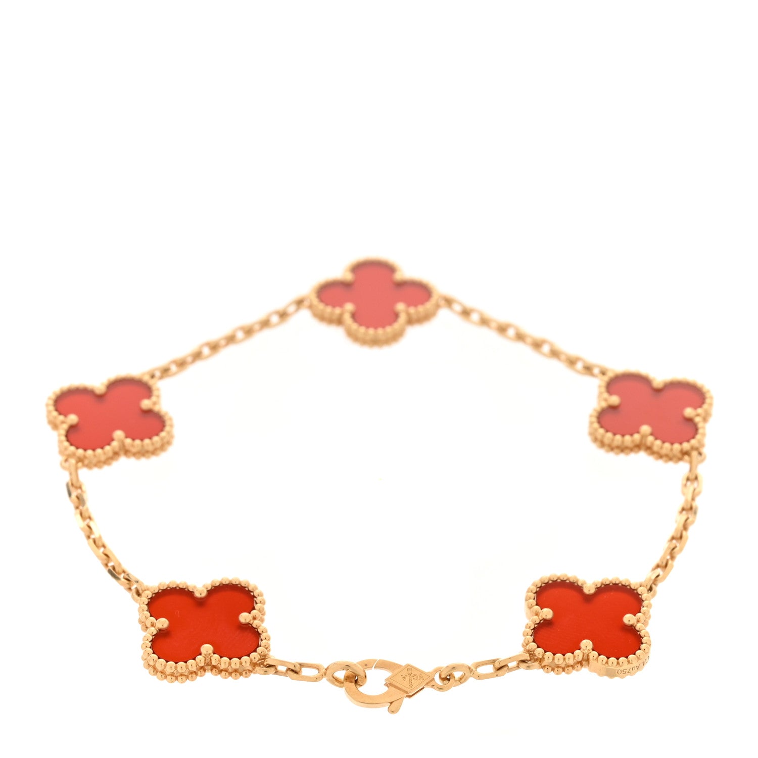 ヴァンクリーフ&アーペル ヴィンテージアルハンブラ 5モチーフ ブレスレット カーネリアン 18K イエローゴールド VAN CLEEF & ARPELS VINTAGE ALHAMBRA 5 MOTIFS BRACELET CARNELIAN 18K YELLOW GOLD