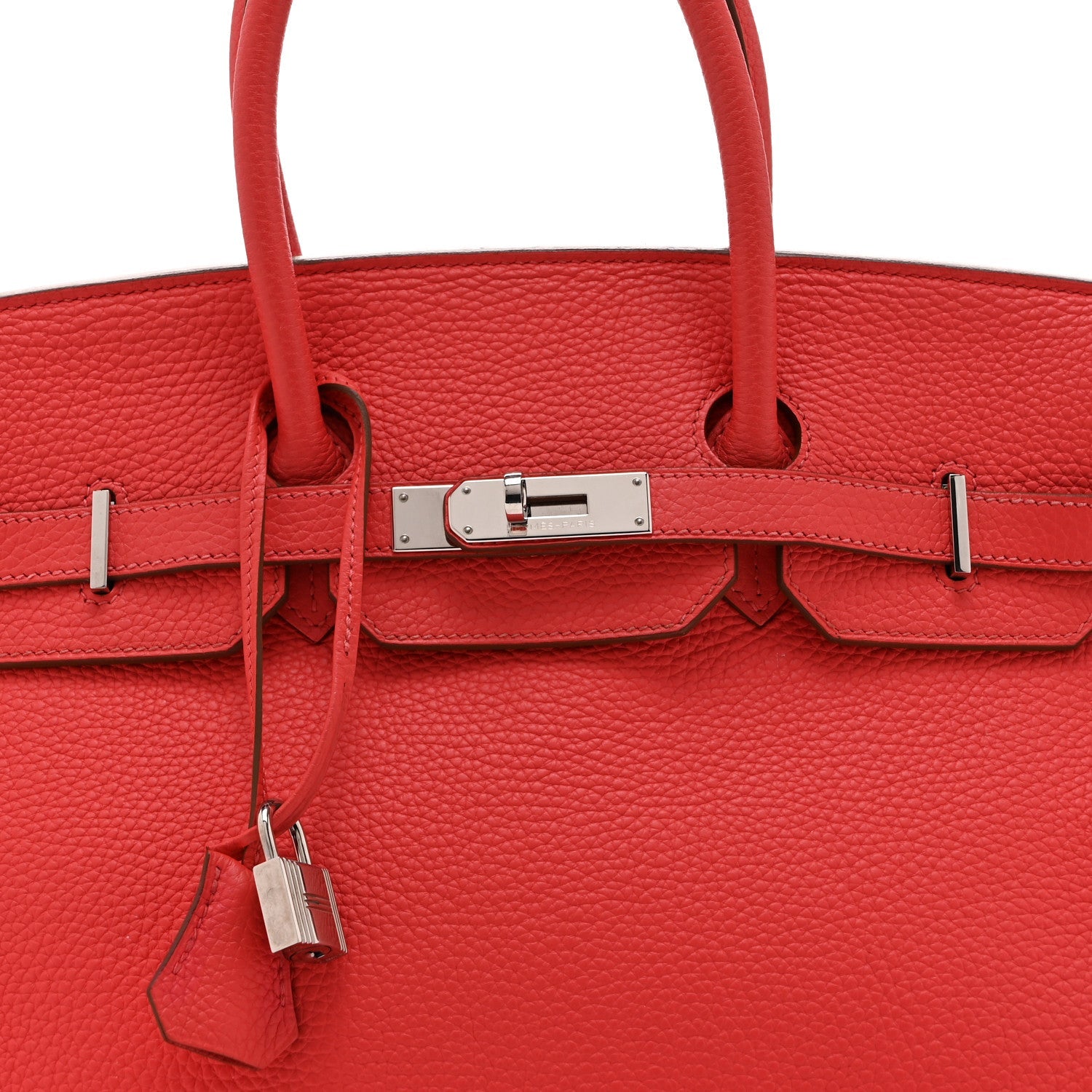 HERMES BIRKIN 35 ROUGE PIVOINE TOGO SILVER HARDWARE
